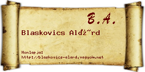 Blaskovics Alárd névjegykártya